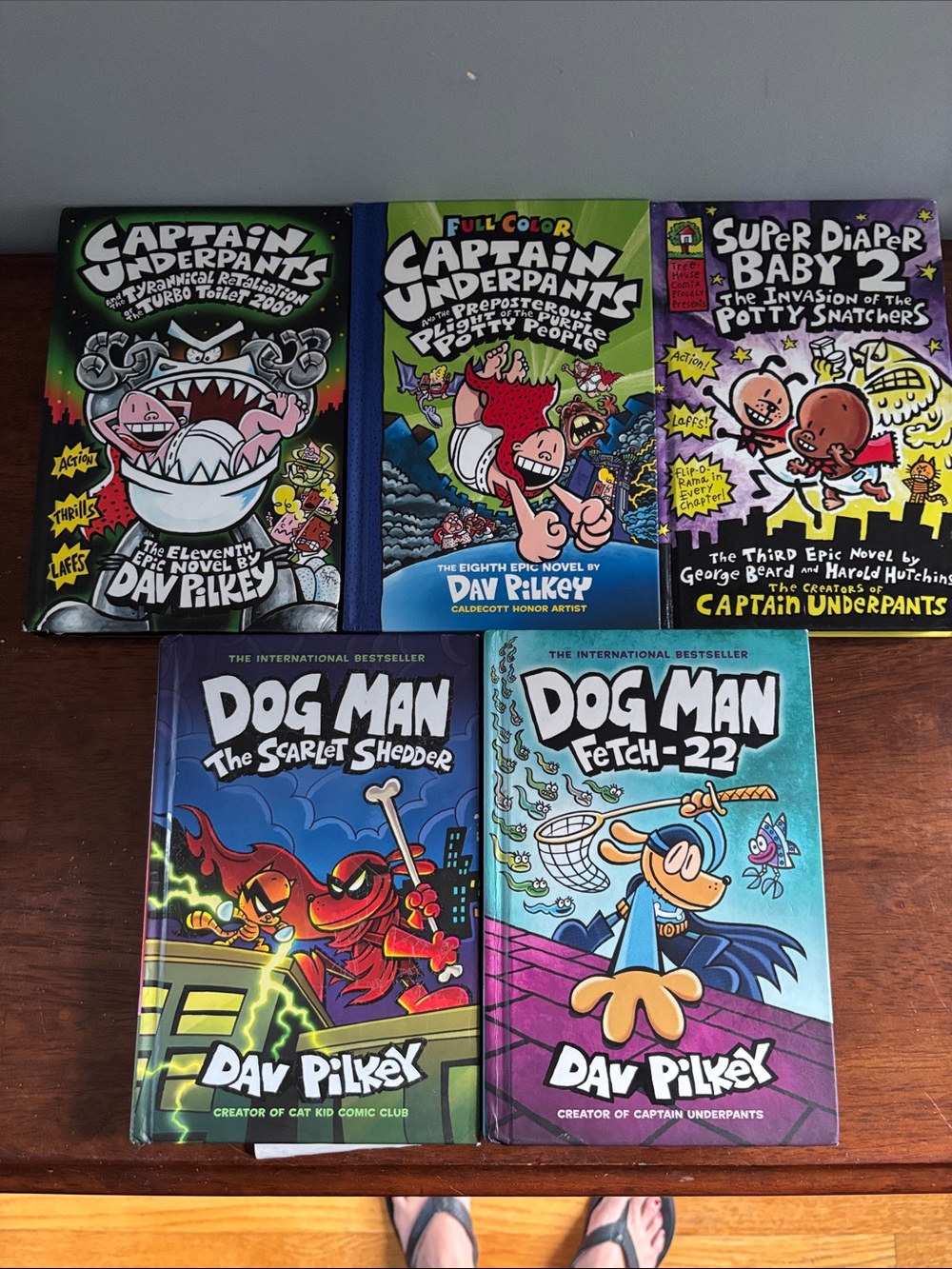 Captain Underpants & Dogman Dav Pilkey 5 Hardcover Book Pack: